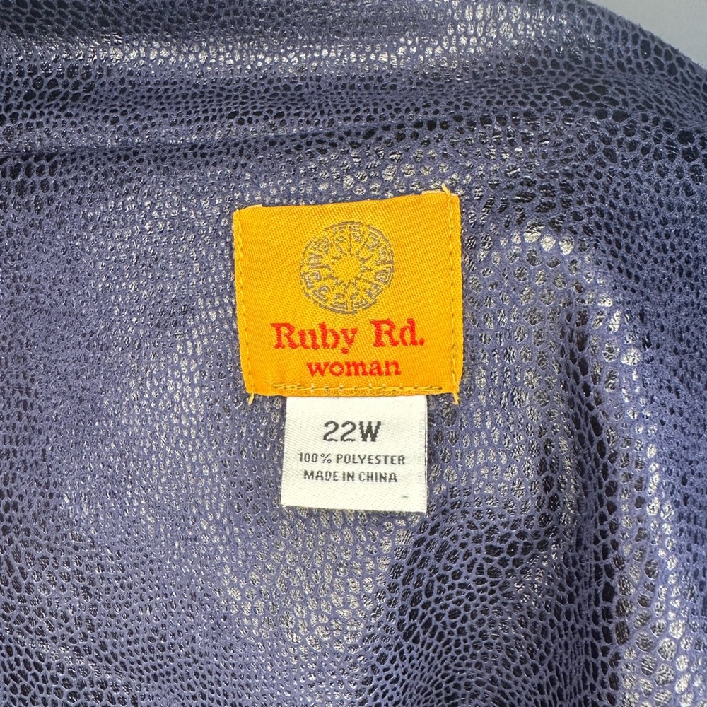Ruby Rd. Animal Print Deep Blue Jacket - Picture 2 of 5